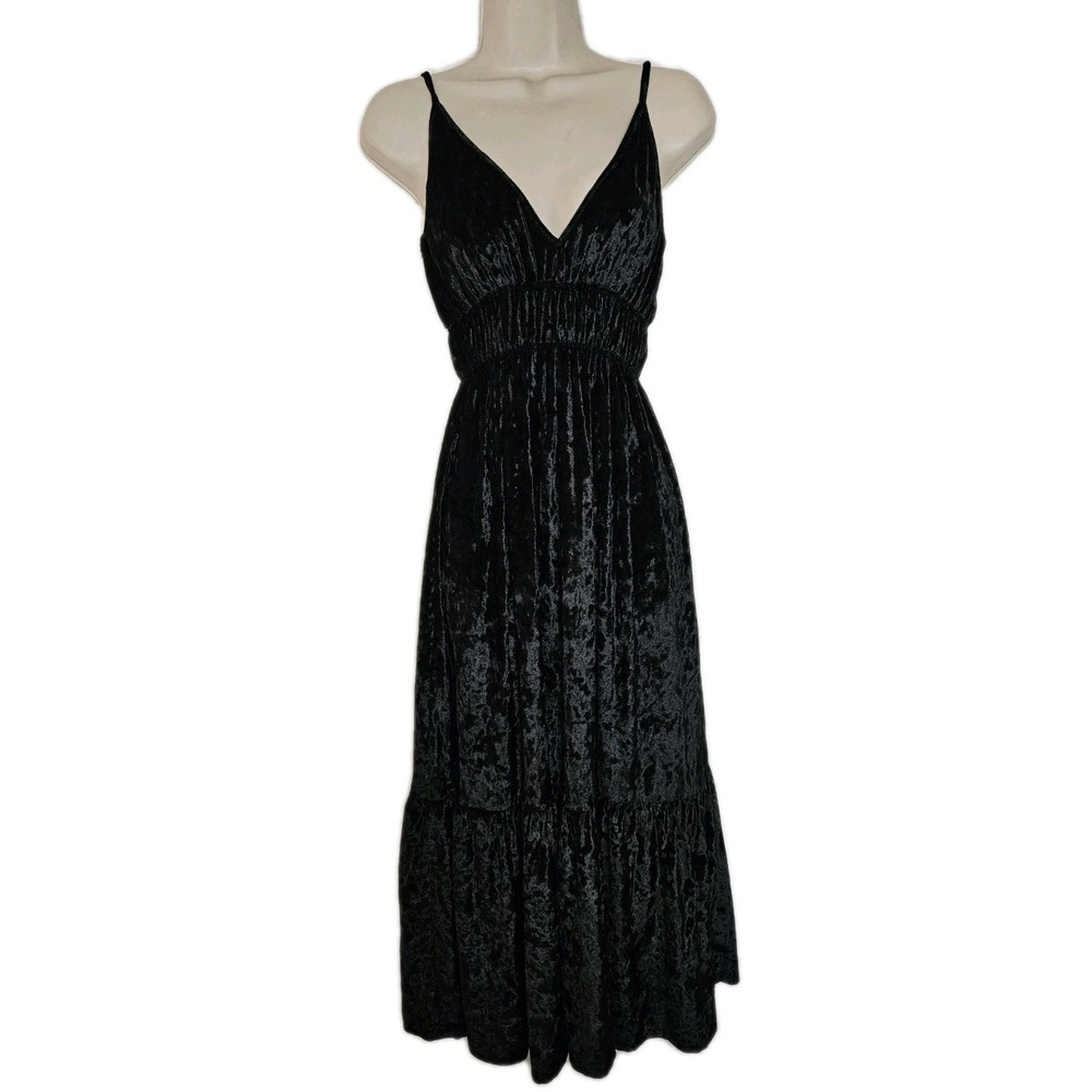 Rebecca Minkoff‎ Womens XXS Mazy V-neck Sleeveless Velvet Maxi Dress Whimsy Goth
